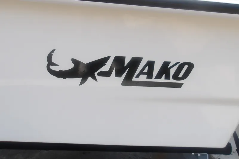 Slide: The Image of Logo of Mako Pro Skiff 13 CC boat, model year 2026, featuring a shark design. - 12