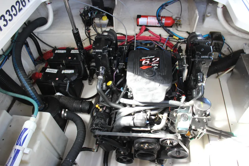 Slide: The Image of Engine compartment of a 2006 Sea Ray Sundancer 260 with MerCruiser 6.2 MPI engine. - 32