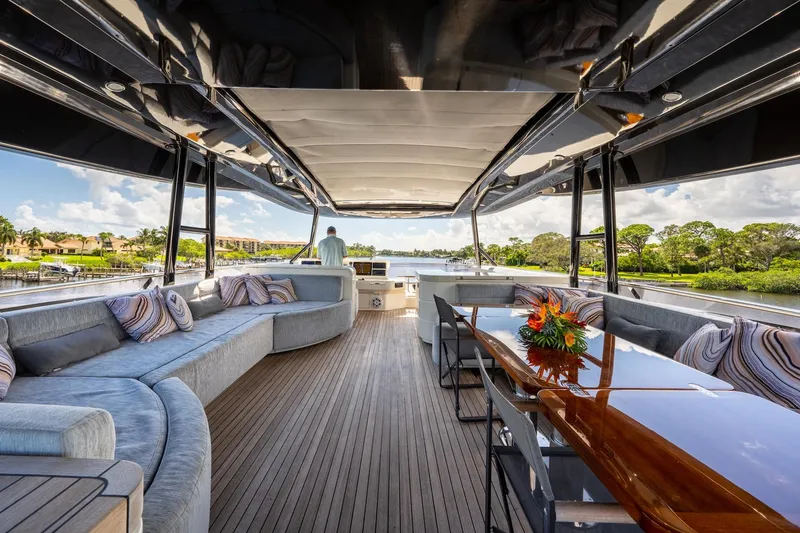 Slide: The Image of Luxurious 2015 Monte Carlo Yachts MCY 86 interior with elegant seating and dining area. - 42