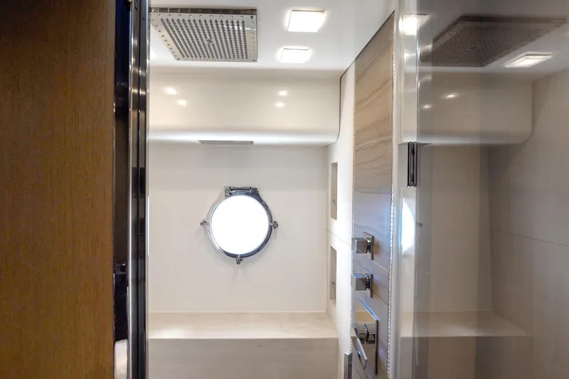 Slide: The Image of Luxurious bathroom interior of 2015 Monte Carlo Yachts MCY 86 with modern fixtures. - 70