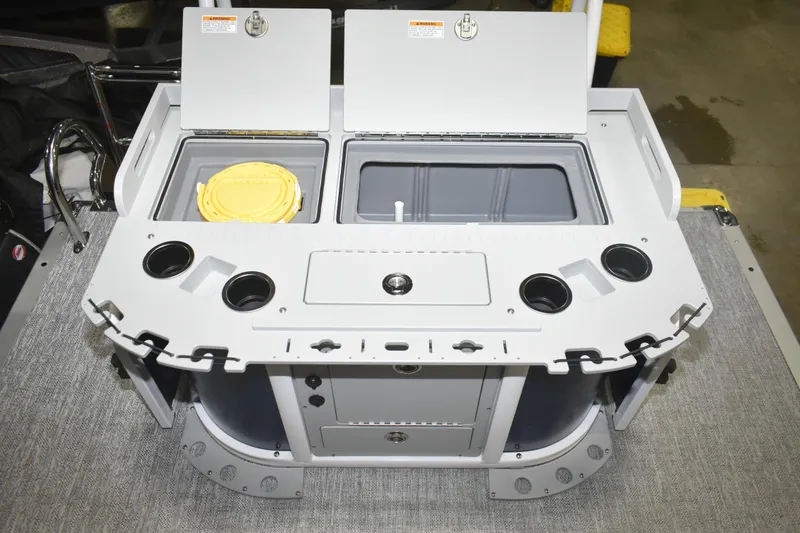 Slide: The Image of Premier 230 Sunsation Angler 4PT PTX 2026 boat console with storage compartments. - 20