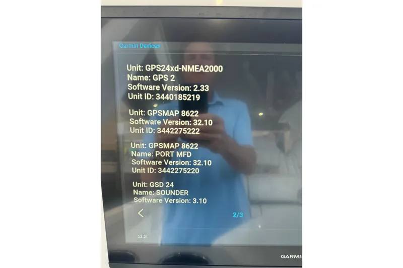 Slide: The Image of Garmin device screen displaying software versions on a 2024 Intrepid 427 Nomad SE. - 31
