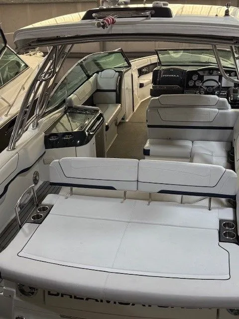 Slide: The Image of Interior view of a 2016 Formula 350 FX Crossover Bowrider boat. - 16