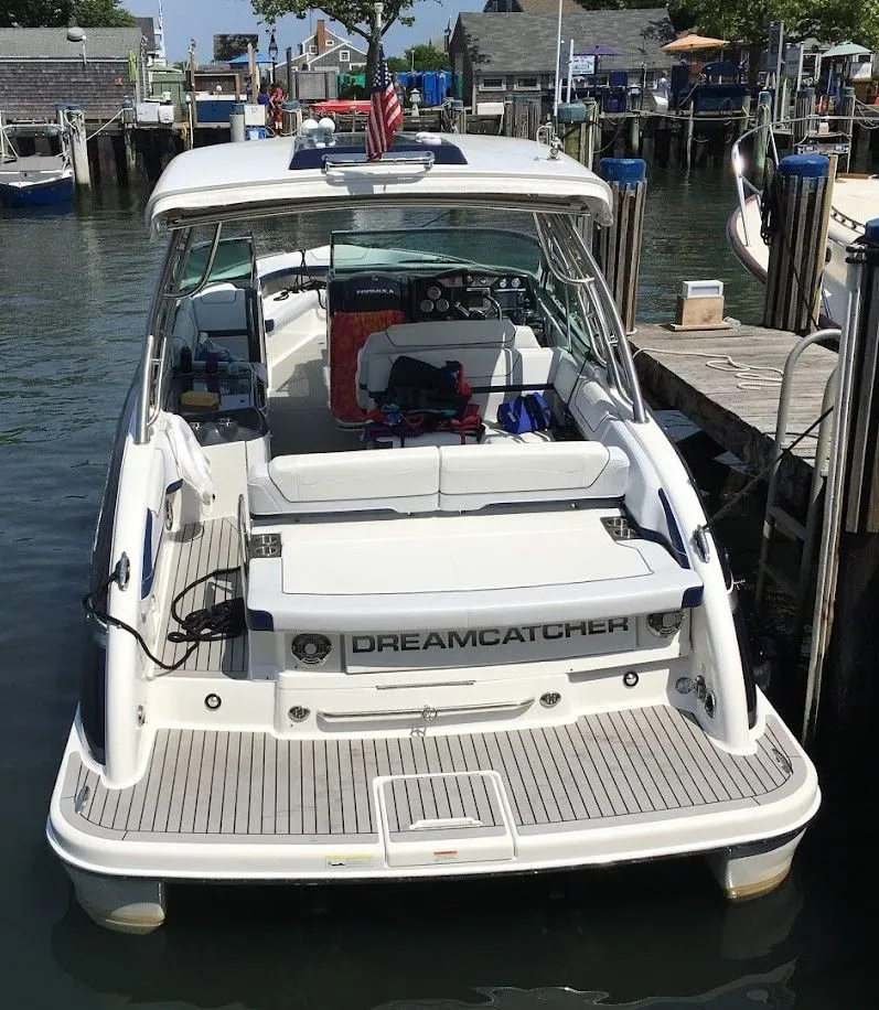 Slide: The Image of 2016 Formula 350 FX Crossover Bowrider at dock, rear view. - 7