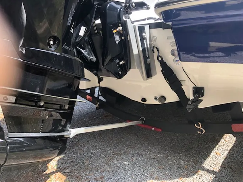 Slide: The Image of Rear view of a 2024 Tahoe 185 S boat motor. - 34