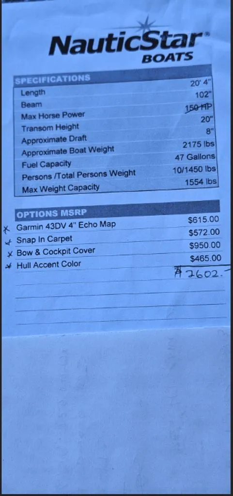 Slide: The Image of NauticStar 203 DC DB 2016 boat specifications and options. - 4