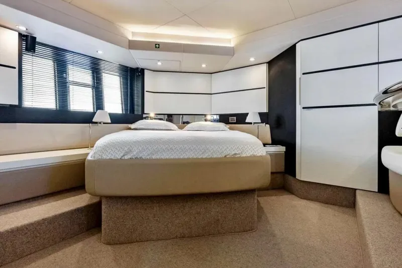 Slide: The Image of Luxurious bedroom interior of 2016 Azimut 54 yacht with modern design and ambient lighting. - 51