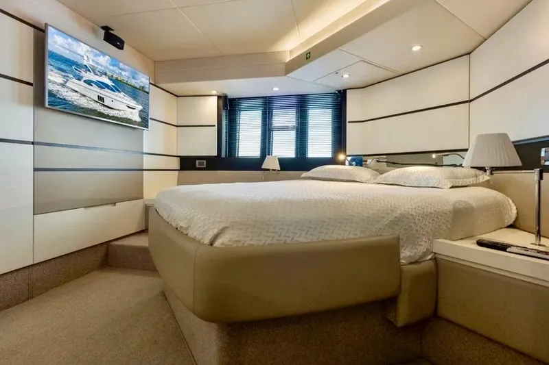 Slide: The Image of Luxurious bedroom interior of 2016 Azimut 54 yacht with modern decor and TV. - 53
