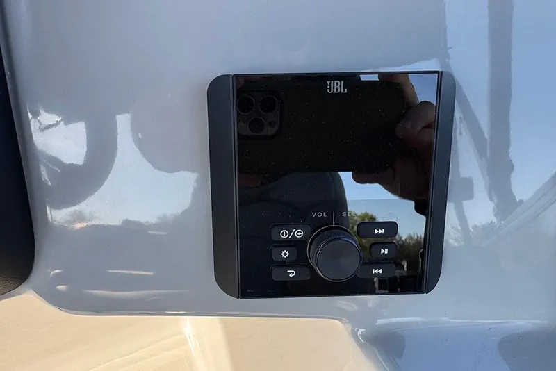 Slide: The Image of Control panel of 2026 Bentley Pontoons 243 Fish-N-Cruise with JBL audio system. - 31