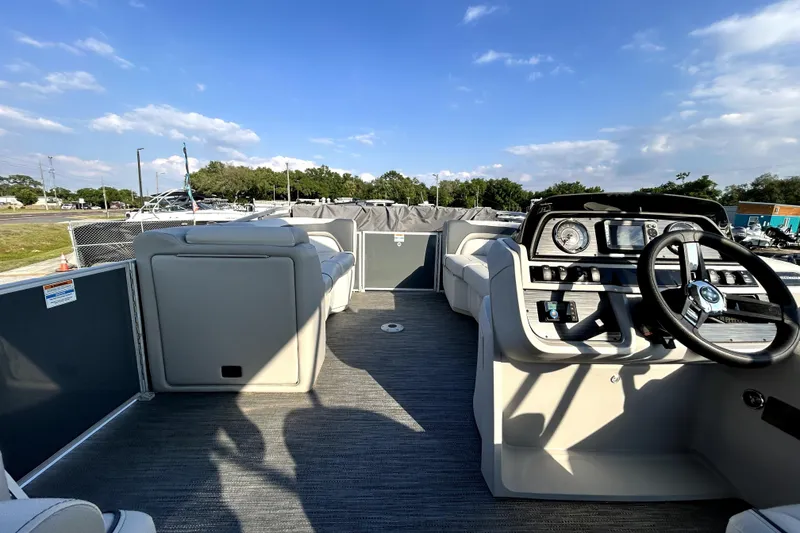 Slide: The Image of Interior view of 2025 Godfrey Sweetwater 2286 SFL pontoon boat with plush seating. - 69