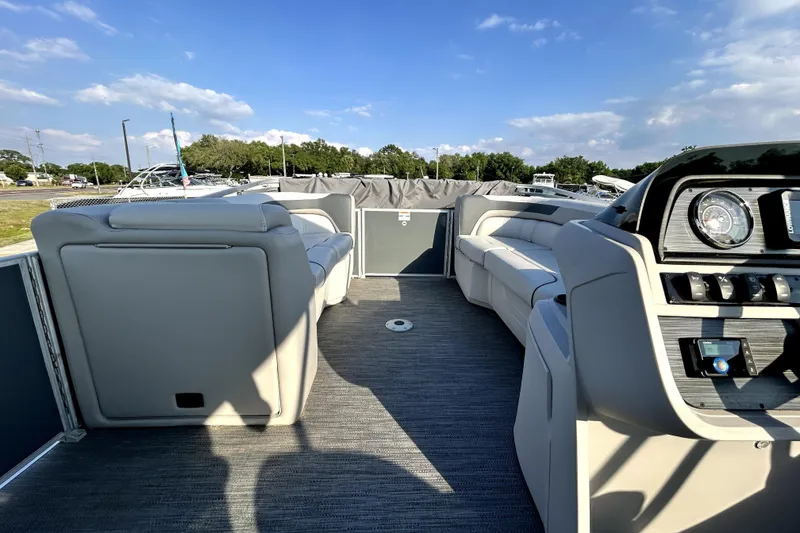 Slide: The Image of Interior of 2025 Godfrey Sweetwater 2286 SFL pontoon boat with cushioned seating. - 70