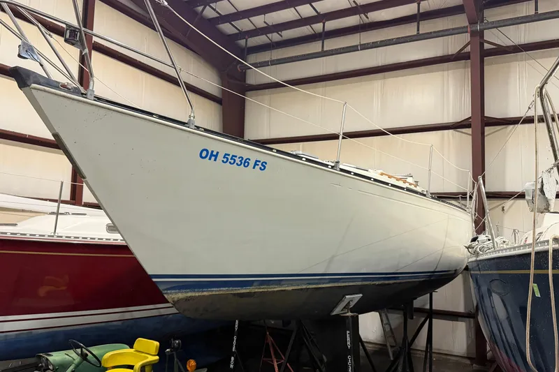 The Image of 1985 C&C 35 MK III sailboat in indoor storage, hull number OH 5536 FS. - 0
