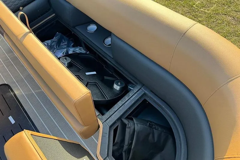 Slide: The Image of Interior of Bentley Pontoons 253 Elite Swingback DC 2026 with storage space. - 18