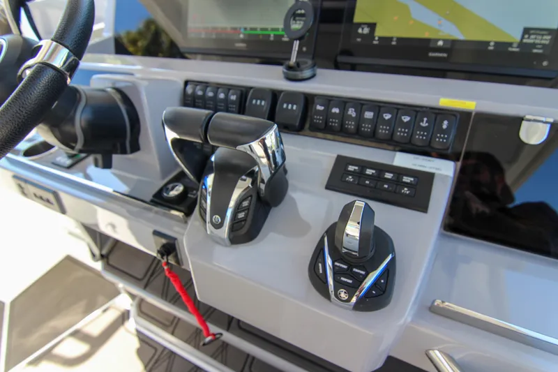Slide: The Image of Control panel of 2021 Jeanneau Leader 12.5 WA boat with advanced navigation system. - 21