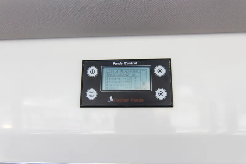 Slide: The Image of Fischer Panda iControl display on 2021 Jeanneau Leader 12.5 WA boat dashboard. - 24