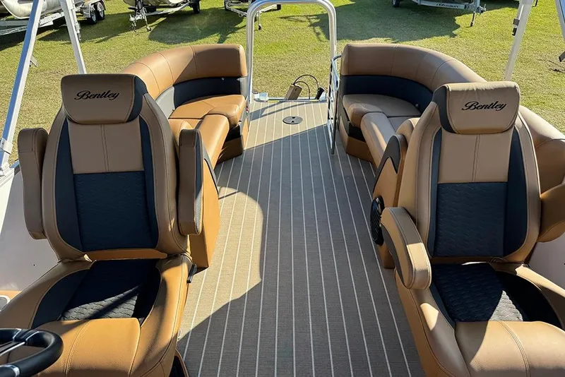 Slide: The Image of Luxurious interior of 2026 Bentley Pontoons Elite 253 Admiral with plush seating. - 30