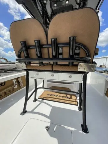 Slide: The Image of 2023 Sea Pro 248 Bay Series boat seating and console. - 21