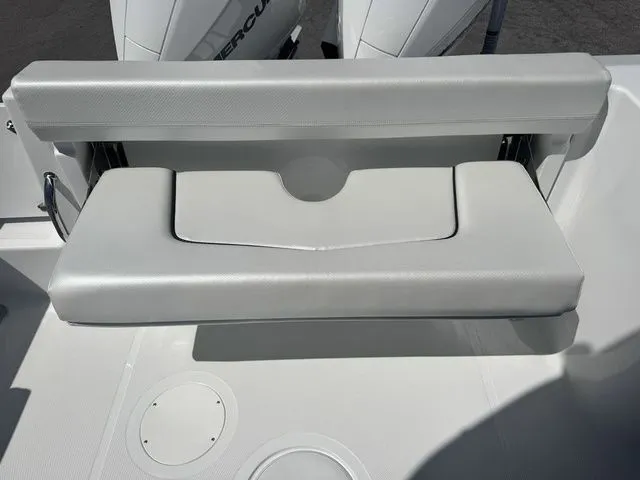Slide: The Image of Rear seat of 2026 Wellcraft Fisherman 243 XB with white upholstery. - 17