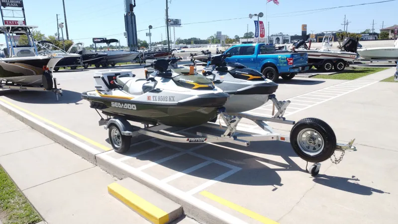 Slide: The Image of 2019 Sea-Doo 14' FISH PRO on trailer outdoors. - 8