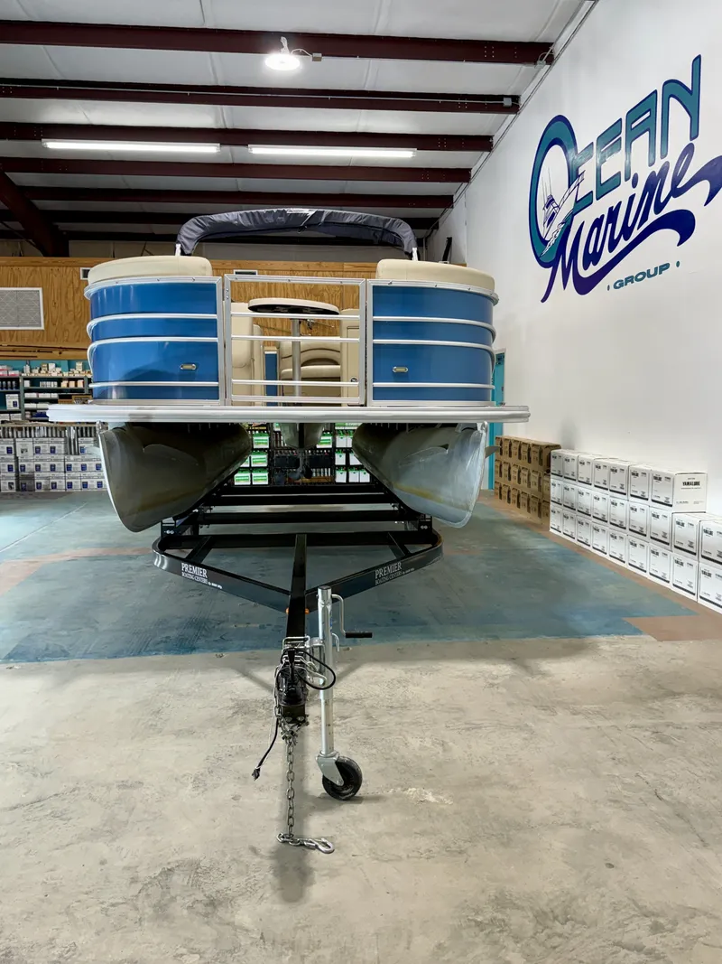 Slide: The Image of Sylvan 8520 pontoon boat 2017 in warehouse at Ocean Marine. - 5