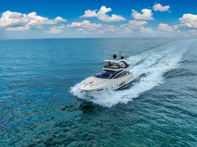 Slide: The Image of Astondoa 72 GLX yacht cruising on open sea under blue sky, 2013 model. - 20