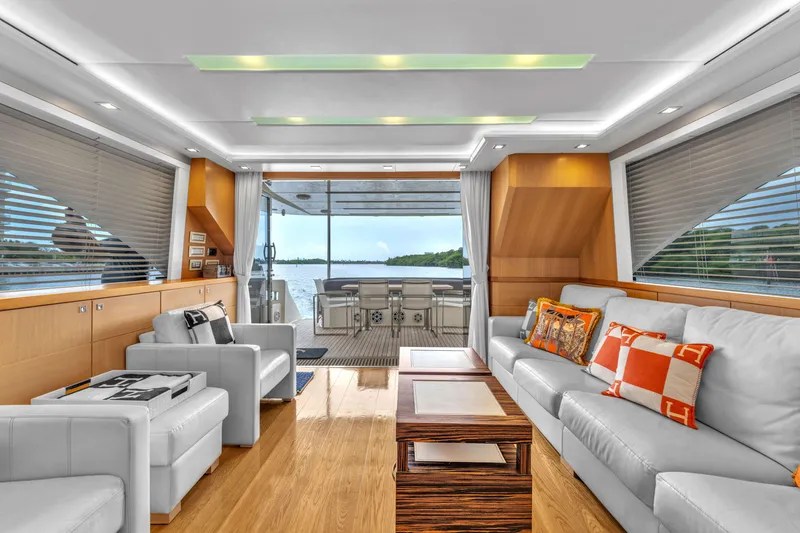 Slide: The Image of Luxurious interior of 2013 Astondoa 72 GLX yacht with modern furnishings and scenic view. - 48