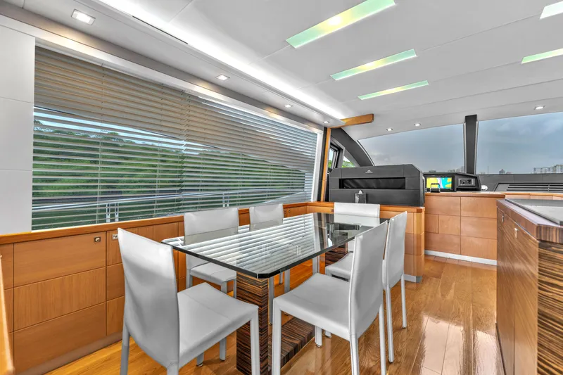 Slide: The Image of Interior of Astondoa 72 GLX yacht, modern dining area, year 2013. - 49