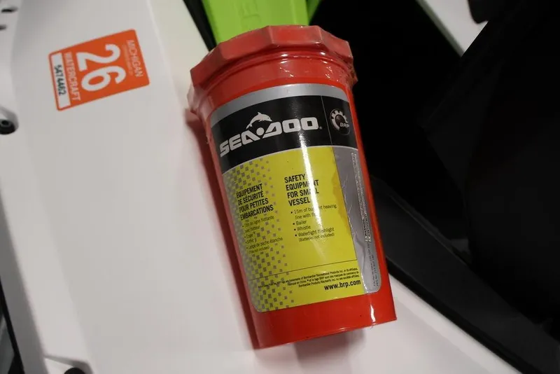 Slide: The Image of 2023 Sea-Doo Spark 3up safety equipment container on watercraft. - 19