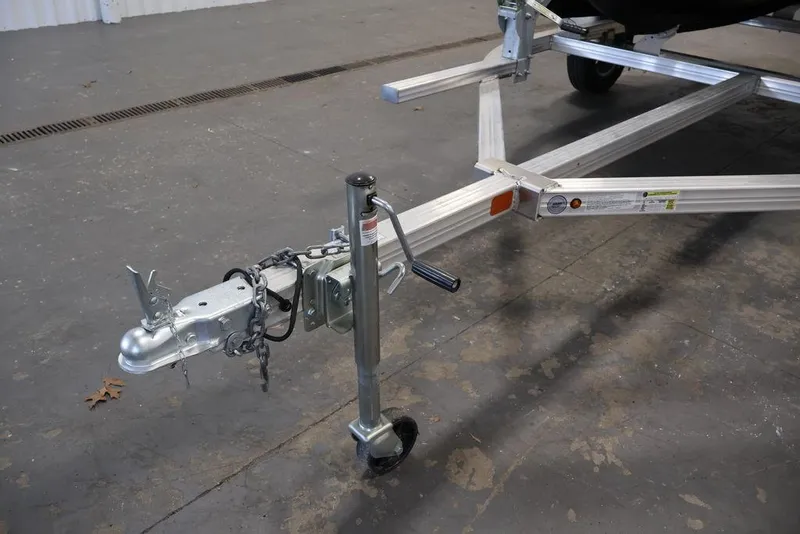 Slide: The Image of Trailer hitch for 2023 Sea-Doo Spark 3up, featuring a sturdy metal frame and wheel jack. - 27