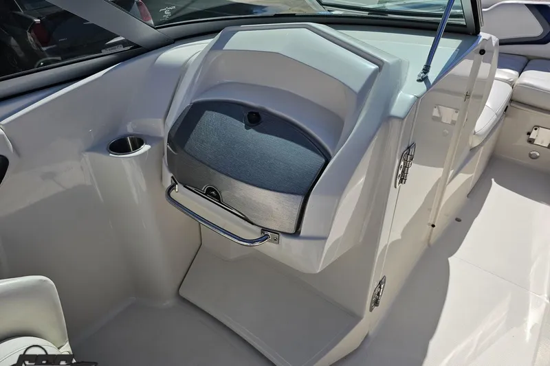 Slide: The Image of Interior of a 2013 Monterey M3 Sport Boat, featuring sleek design and seating area. - 56