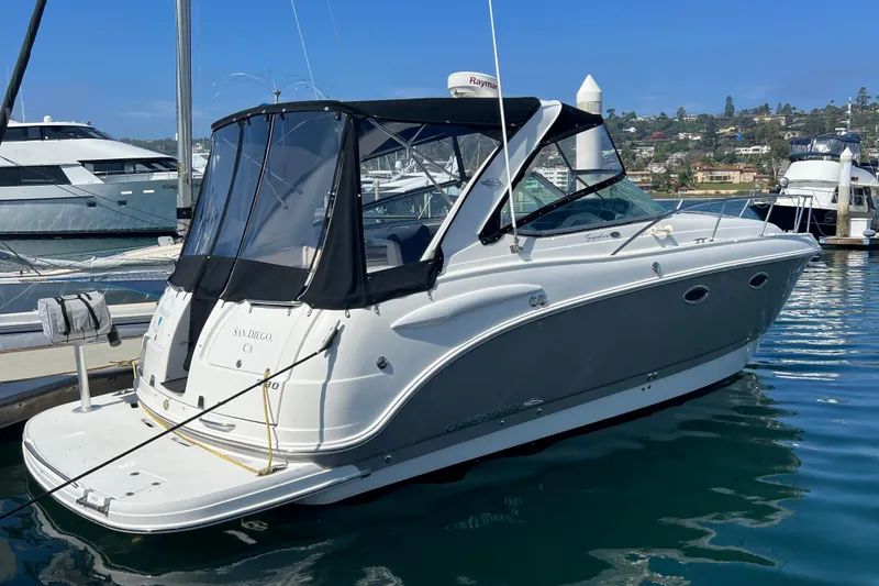 Slide: The Image of 2007 Chaparral Signature 330 boat docked in San Diego marina. - 3