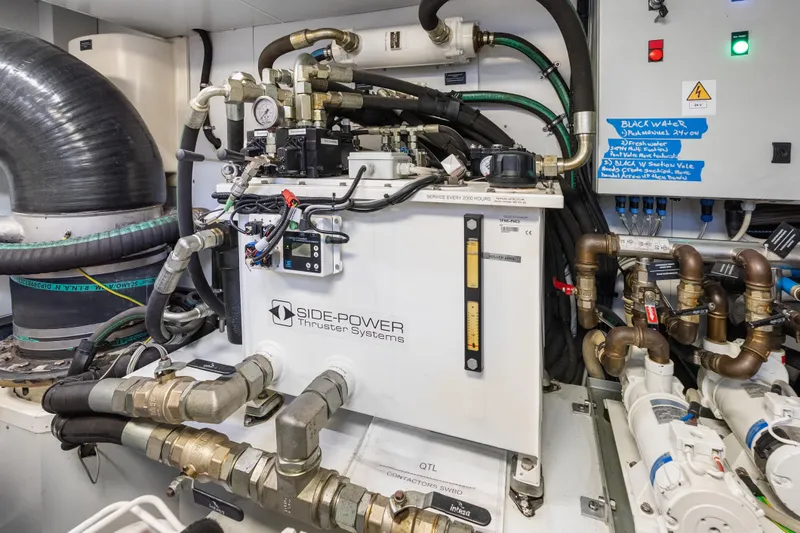 Slide: The Image of Engine room of 2020 Riva 100' Corsaro yacht with Side-Power thruster system. - 85
