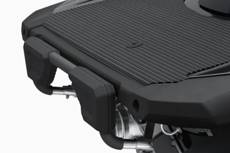 Slide: The Image of 2026 Yamaha WaveRunner VX Cruiser HO rear platform with textured grip and tow hook. - 23