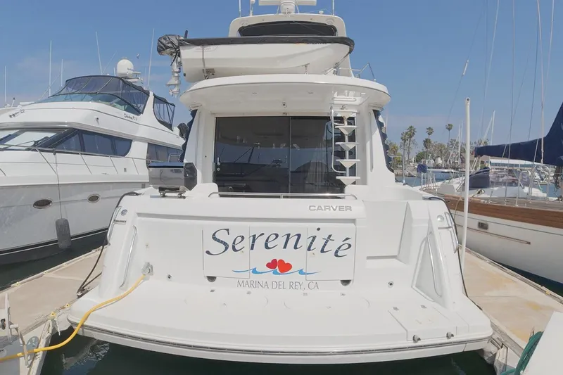 Slide: The Image of 1999 Carver 53 Voyager yacht "Sérénité" docked at Marina del Rey, CA. - 22