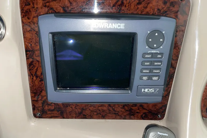 Slide: The Image of Lowrance HDS7 marine GPS system on 2002 Sea Ray Sundancer 320 dashboard. - 6