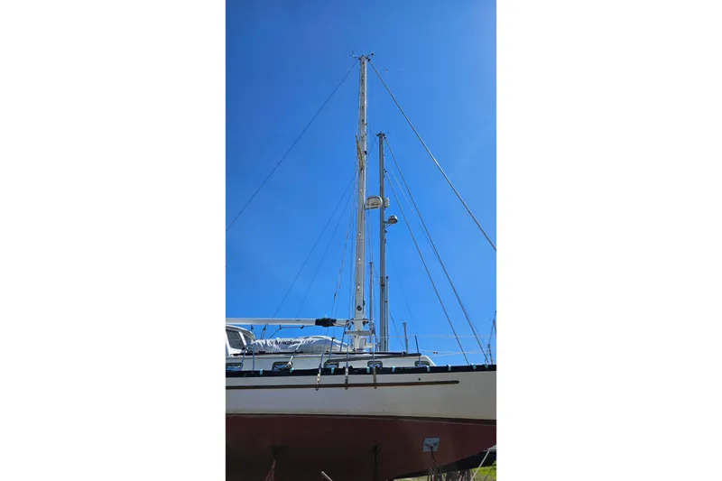 Slide: The Image of 1989 Pacific Seacraft 37 sailboat "Aria III" on stands, Vancouver, B.C. - 37