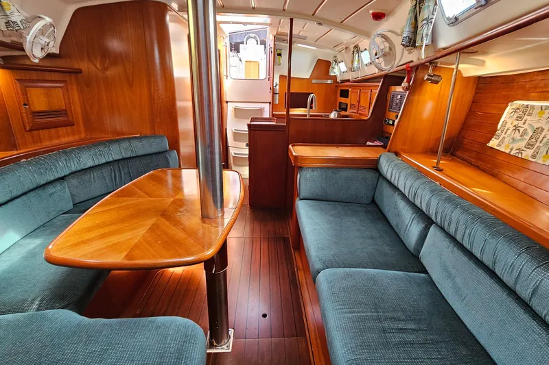 Slide: The Image of Cozy cabin interior of 2000 Beneteau Oceanis Clipper 361 sailboat with wooden finish. - 36