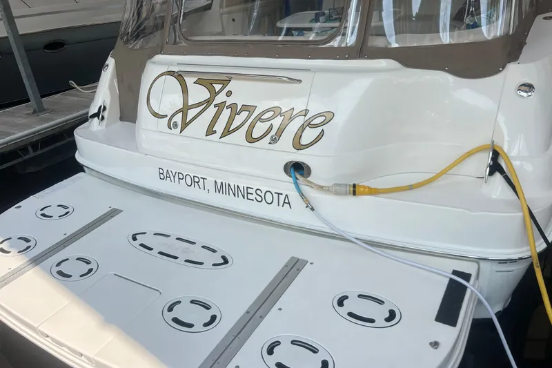 Slide: The Image of Sea Ray Sundancer 460 boat, 2000 model, docked in Bayport, Minnesota. - 9