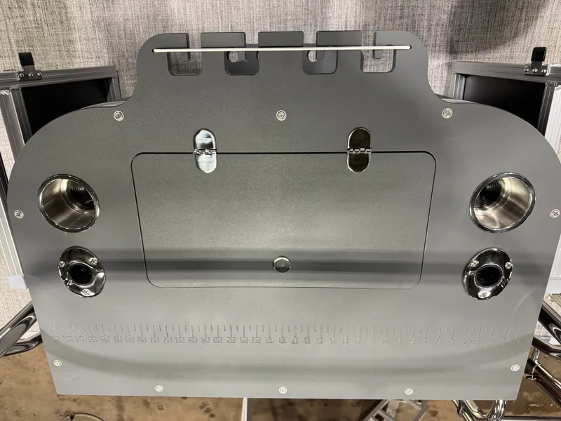 Slide: The Image of Dashboard of 2026 Tahoe Sport 2385 Tritoon with stainless steel features. - 25