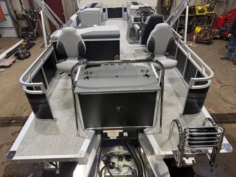 Slide: The Image of 2026 Tahoe Sport 2385 Tritoon with Honda 4-Stroke EFI engine. - 5