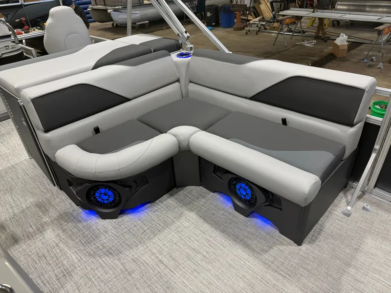 Slide: The Image of Luxurious seating area in 2026 Tahoe Sport 2385 Tritoon. - 9