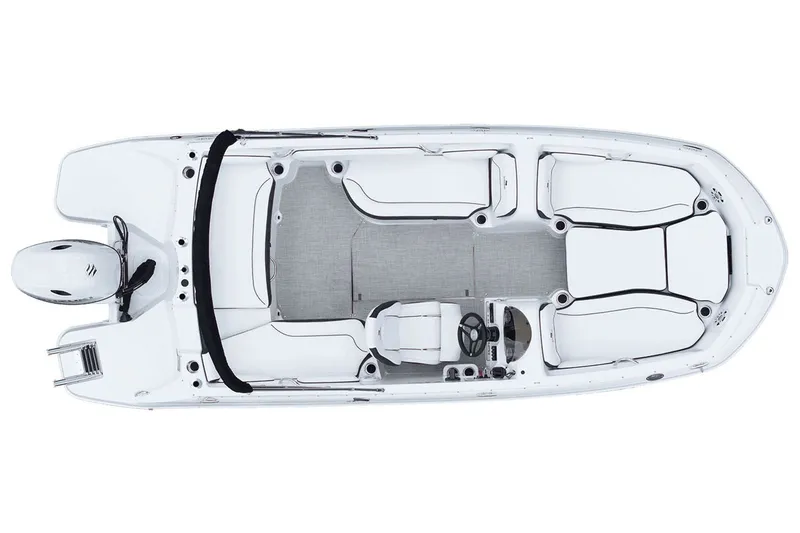 The Image of Aerial view of 2026 Stingray 182 SC boat, white design. - 1