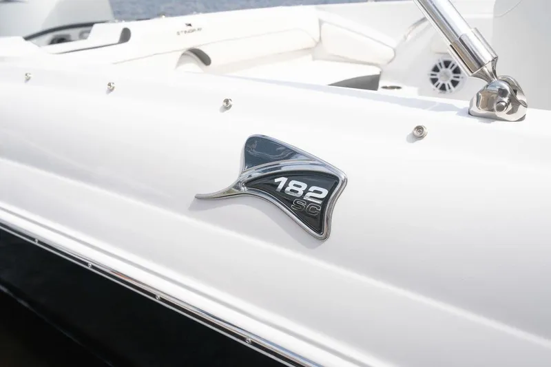 Slide: The Image of Stingray 182 SC boat emblem, model year 2026, close-up. - 3