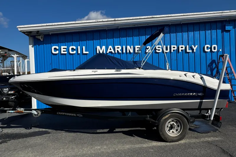Slide: The Image of 2015 Chaparral 19 H2O Sport boat on trailer at Cecil Marine Supply Co. - 7