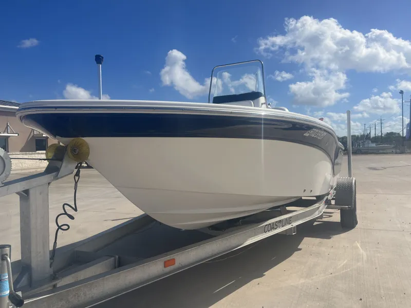 Slide: The Image of 2013 Sea Fox 180XT boat on trailer under sunny skies. - 3