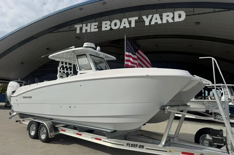Slide: The Image of 2026 Twin Vee 280 GFX2 CC boat on trailer at The Boat Yard. - 5