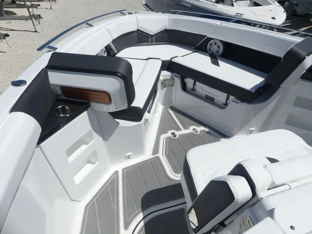 Slide: The Image of Interior of 2026 Monterey Elite 30 OB with luxurious seating. - 20