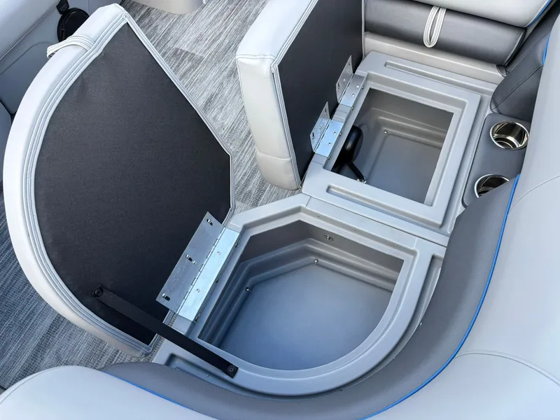 Slide: The Image of Storage compartments in Bentley Pontoons 223 Bolt 2027 pontoon boat. - 12