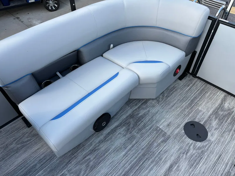 Slide: The Image of Interior of Bentley Pontoons 223 Bolt 2027 with gray upholstery. - 28