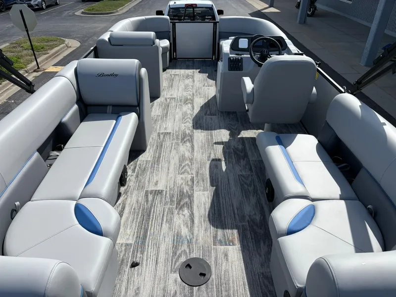 Slide: The Image of Interior of 2027 Bentley Pontoons 223 Bolt with gray seating. - 34